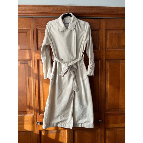NWT Madewell Women's Belted Trench Coat in Drapey Twill Muted Stone Size XXS - Picture 2 of 16